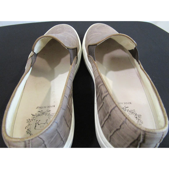 EUC! Del Toro Italy Taupe Brown Croco Embossed Leather Slip On Shoes Men Sz 10 main image 13